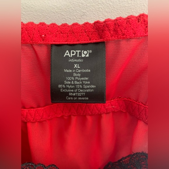 Womens Apt 9 Intimates Red & Black Lace Slit Ruffled Spaghetti Strap Lingerie XL - Picture 4 of 8